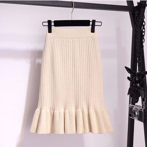 New Slim-fit And Slimming Lace-hem Knitted Skirt