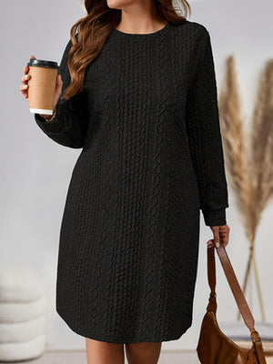 Autumn And Winter Solid Color Casual Knitted Long-sleeved Dress