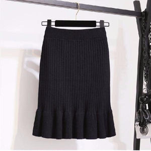 New Slim-fit And Slimming Lace-hem Knitted Skirt