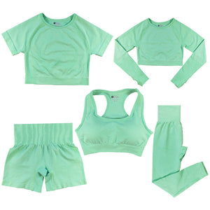 Women's Fashion Dot Fitness Yoga Outfit Five-Piece Set
