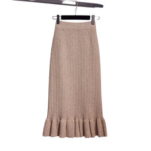 New Slim-fit And Slimming Lace-hem Knitted Skirt