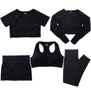 Women's Fashion Dot Fitness Yoga Outfit Five-Piece Set