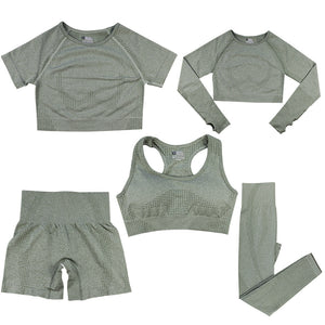 Women's Fashion Dot Fitness Yoga Outfit Five-Piece Set