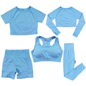 Women's Fashion Dot Fitness Yoga Outfit Five-Piece Set