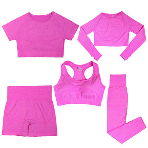 Women's Fashion Dot Fitness Yoga Outfit Five-Piece Set