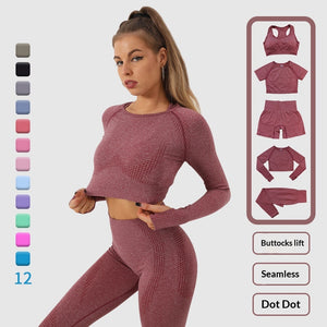 Women's Fashion Dot Fitness Yoga Outfit Five-Piece Set