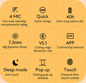 QCY T13 Bluetooth Headphone V5.1 Wireless TWS Earphone Touch Control Earbuds 4 Microphones ENC HD Call Headset Customizing APP