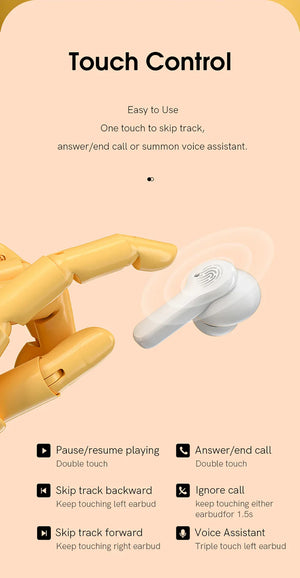 QCY T13 Bluetooth Headphone V5.1 Wireless TWS Earphone Touch Control Earbuds 4 Microphones ENC HD Call Headset Customizing APP
