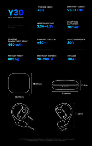 Open-Ear Headphones with Stable Comfort & Hi-Res Sound Pure Bass Boost Bluetooth 5.3 Earbuds OWS Wireless Headphones for Sports