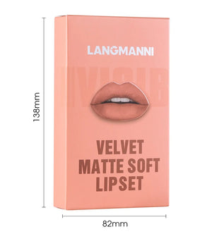 3PCS Matte Lipstick Set Nude Brown Velvet Liquid Lip Gloss Waterproof Non-stick Cup Lip Liner Plumper 24HR Lasting Not Easy Fade