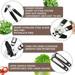 Professional Iron Manual Can Opener Multifunctional Stainless Steel Beer Handle Can Opener Kitchen Gadgets Bottle Openers Jar