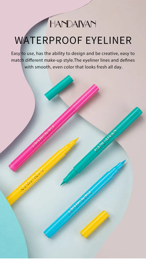 12-Piece Set Matte Colored Eyeliner Pens - Quick-Drying, Non-Smudging Liquid Eyeliner Pens