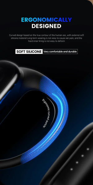 Open-Ear Headphones with Stable Comfort & Hi-Res Sound Pure Bass Boost Bluetooth 5.3 Earbuds OWS Wireless Headphones for Sports