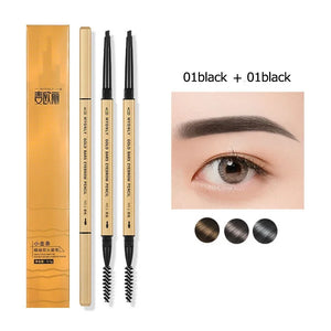 Small Gold Bars Double-end Ultra-fine Eyebrow Pencil Triangle Eyebrow Pen Refill Brow Brush Draw Stereoscopic Long-Lasting Brows