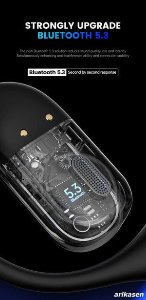 Open-Ear Headphones with Stable Comfort & Hi-Res Sound Pure Bass Boost Bluetooth 5.3 Earbuds OWS Wireless Headphones for Sports