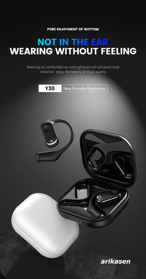 Open-Ear Headphones with Stable Comfort & Hi-Res Sound Pure Bass Boost Bluetooth 5.3 Earbuds OWS Wireless Headphones for Sports