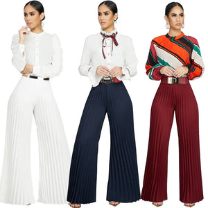 Fashionable Casual Pleated Wide-leg Women's Pants