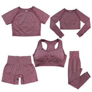 Women's Fashion Dot Fitness Yoga Outfit Five-Piece Set