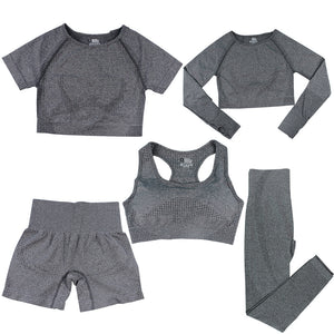 Women's Fashion Dot Fitness Yoga Outfit Five-Piece Set