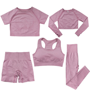 Women's Fashion Dot Fitness Yoga Outfit Five-Piece Set
