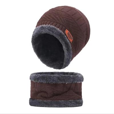2 Pcs Wool Textured Beanie And Neck Warmer