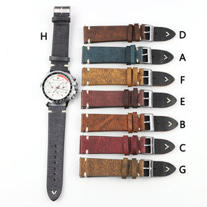 Versatile Retro Cowneck Patterned Leather Watch Strap