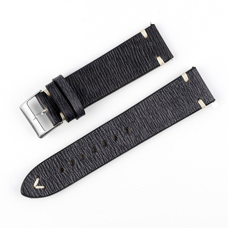 Versatile Retro Cowneck Patterned Leather Watch Strap