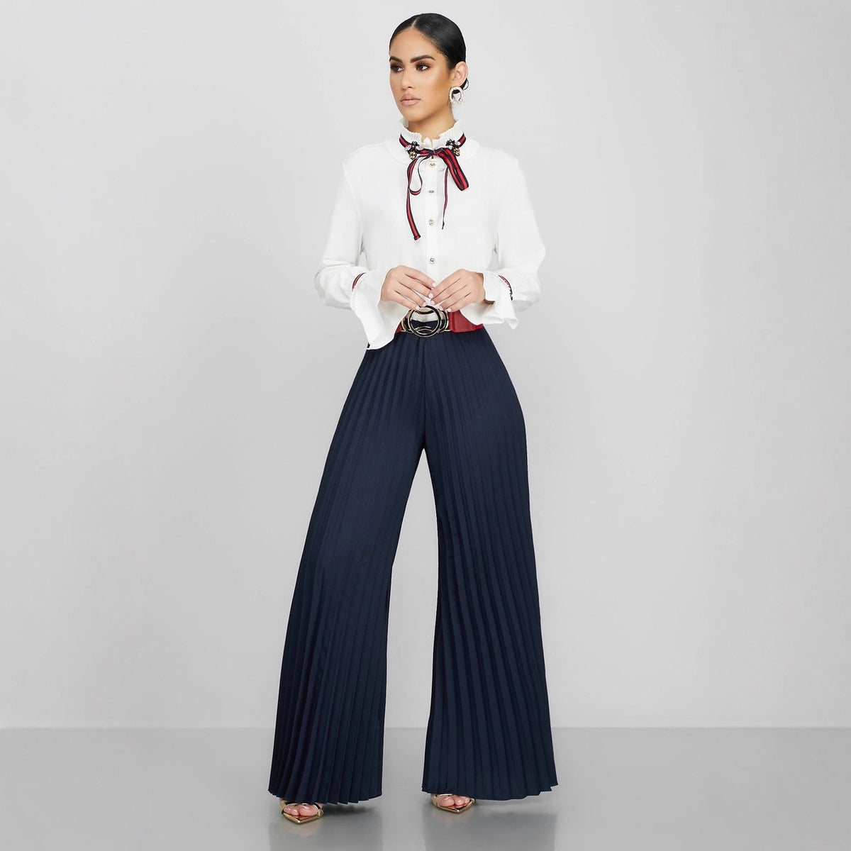 Fashionable Casual Pleated Wide-leg Women's Pants