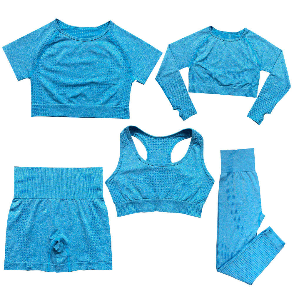 Women's Fashion Dot Fitness Yoga Outfit Five-Piece Set