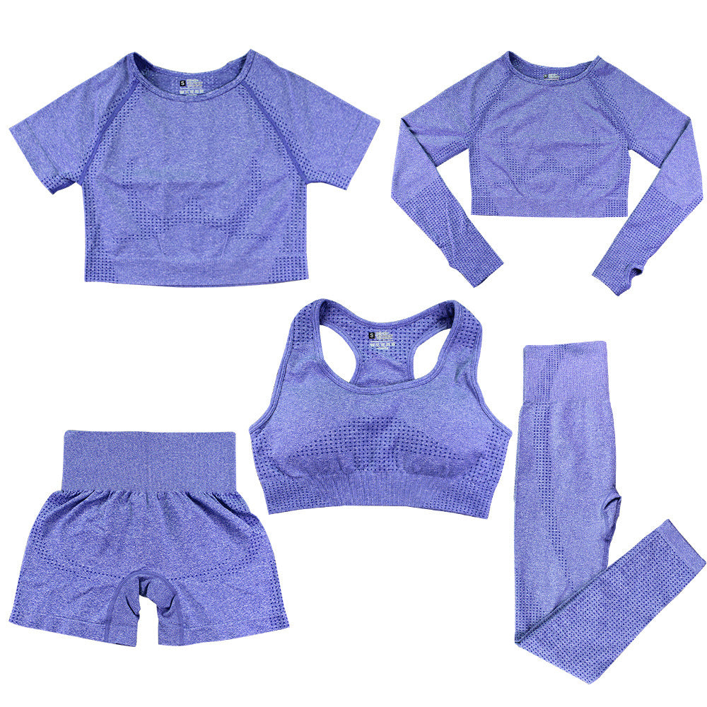 Women's Fashion Dot Fitness Yoga Outfit Five-Piece Set