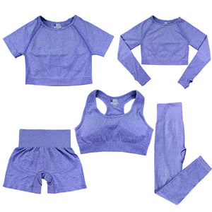 Women's Fashion Dot Fitness Yoga Outfit Five-Piece Set