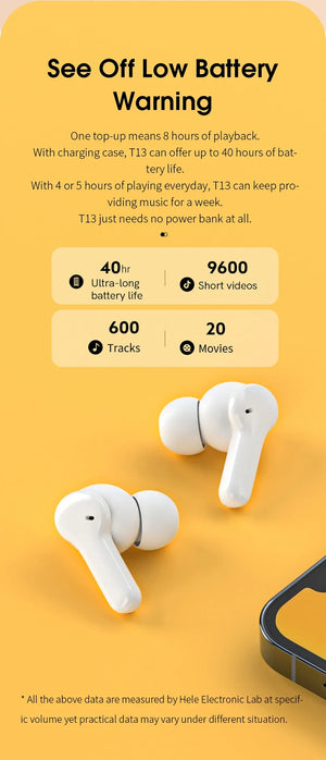 QCY T13 Bluetooth Headphone V5.1 Wireless TWS Earphone Touch Control Earbuds 4 Microphones ENC HD Call Headset Customizing APP