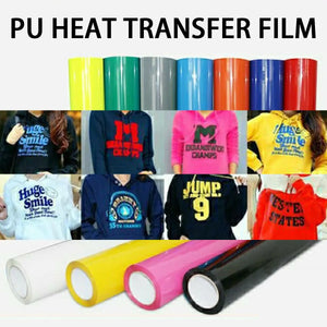 PU Heat Transfer Vinyl Hot Press Iron-on Tshirt Textiles Film Roll HTV Printing Clothing Christmas Halloween Decor for Cameo DIY