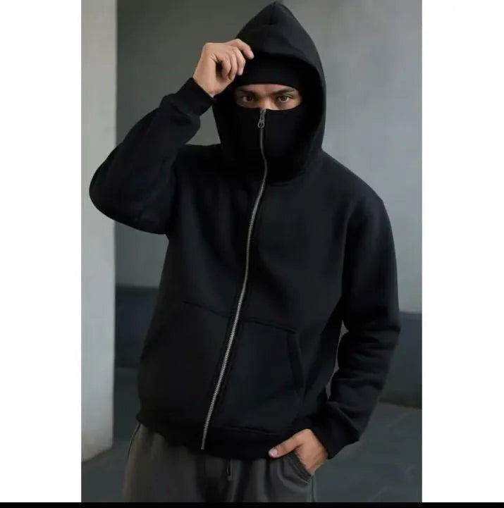 1 Pc Men's Fleece Plain Zipper Hoodie