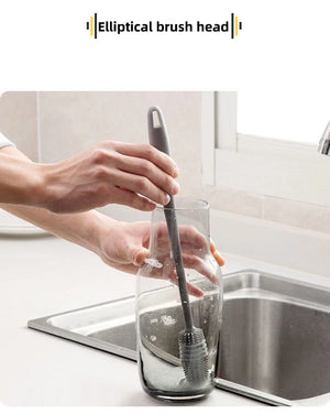 Silicone Milk Bottle Brush Cup Scrubber Glass Cleaner Kitchen Cleaning Tool Long Handle Drink Bottle Glass Cup Cleaning Brush