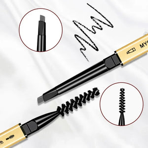 Small Gold Bars Double-end Ultra-fine Eyebrow Pencil Triangle Eyebrow Pen Refill Brow Brush Draw Stereoscopic Long-Lasting Brows