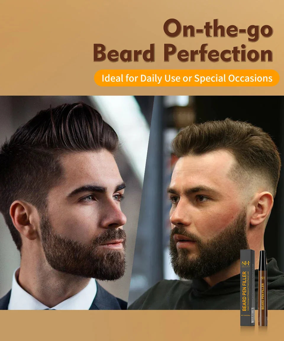 Waterproof Beard Pen Filler Men Moustache Coloring Pen Beard Coloring Filling Enhancer Black Fiber Hair Beard Stuffing Pen Tool