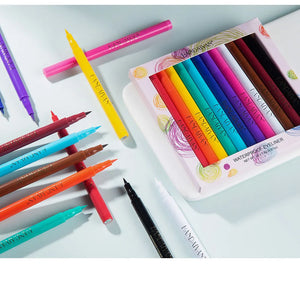 12-Piece Set Matte Colored Eyeliner Pens - Quick-Drying, Non-Smudging Liquid Eyeliner Pens