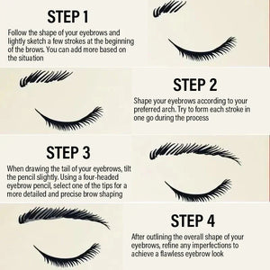 4 Splitted Head Eyebrow Pencil Long Last Smudge Proof Waterproof Sweat Proof High Pigmented Easy Apply Liquid Brow Makeup Pen