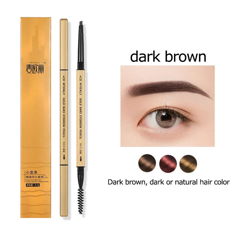 Small Gold Bars Double-end Ultra-fine Eyebrow Pencil Triangle Eyebrow Pen Refill Brow Brush Draw Stereoscopic Long-Lasting Brows