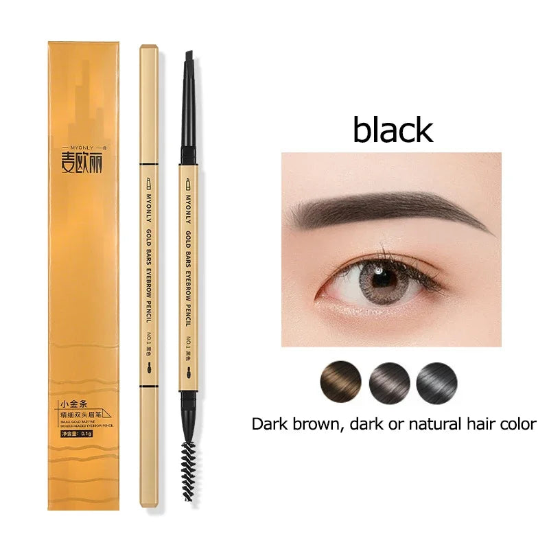 Small Gold Bars Double-end Ultra-fine Eyebrow Pencil Triangle Eyebrow Pen Refill Brow Brush Draw Stereoscopic Long-Lasting Brows