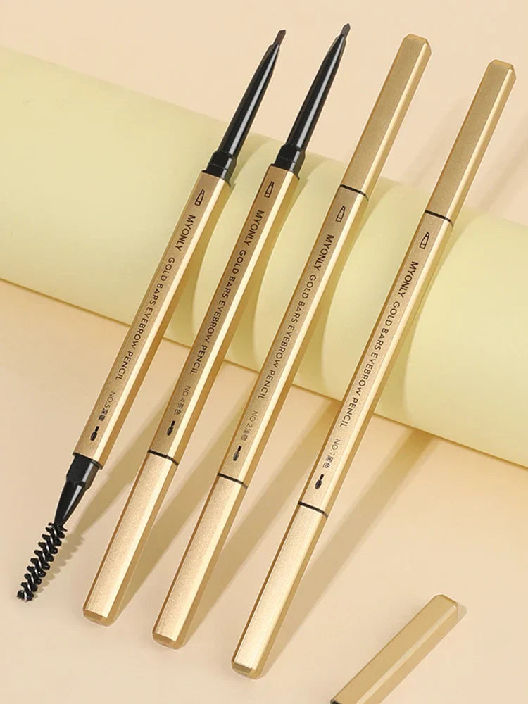 Small Gold Bars Double-end Ultra-fine Eyebrow Pencil Triangle Eyebrow Pen Refill Brow Brush Draw Stereoscopic Long-Lasting Brows