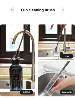 Silicone Milk Bottle Brush Cup Scrubber Glass Cleaner Kitchen Cleaning Tool Long Handle Drink Bottle Glass Cup Cleaning Brush
