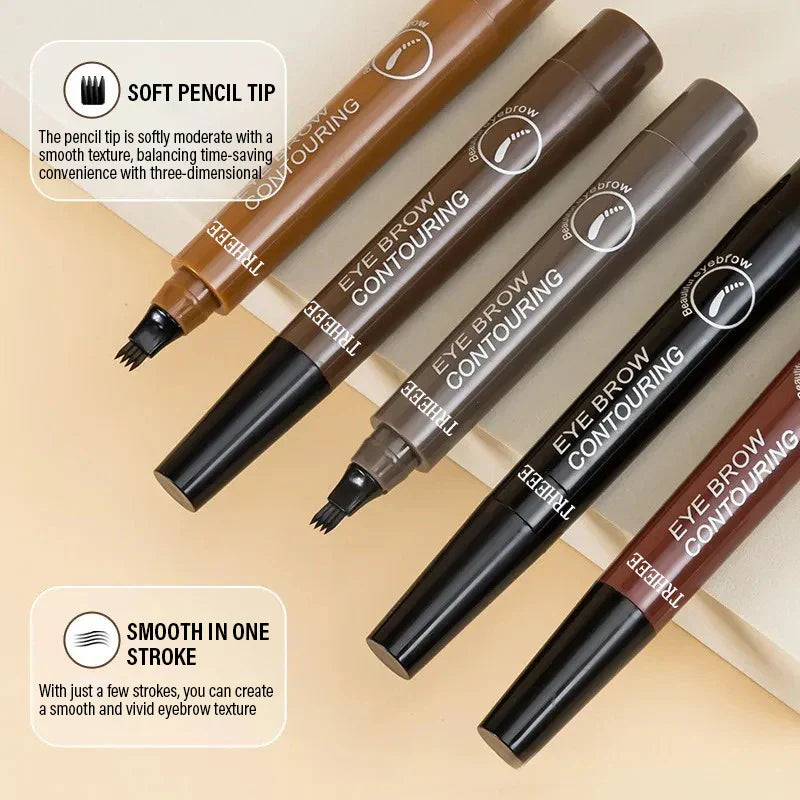 4 Splitted Head Eyebrow Pencil Long Last Smudge Proof Waterproof Sweat Proof High Pigmented Easy Apply Liquid Brow Makeup Pen
