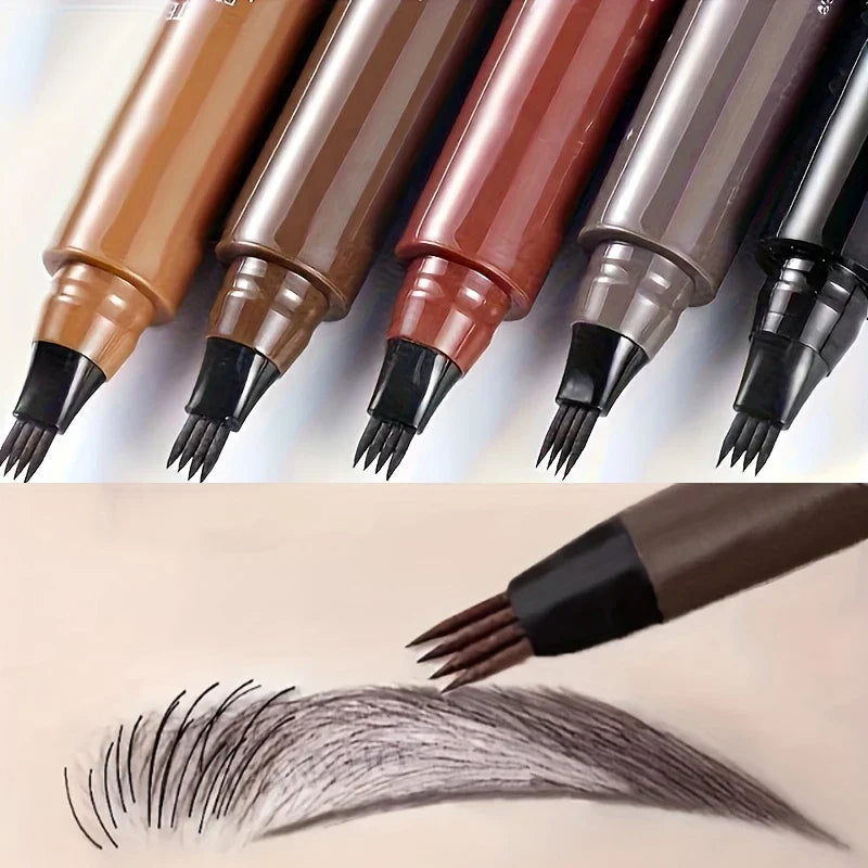 4 Splitted Head Eyebrow Pencil Long Last Smudge Proof Waterproof Sweat Proof High Pigmented Easy Apply Liquid Brow Makeup Pen