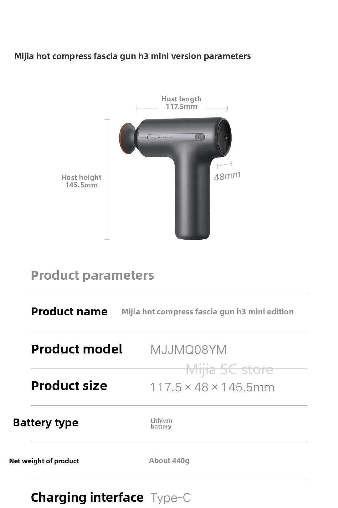 Xiaomi Mijia Hot Compress Fascia Gun H3 Mini 12kg Strong Thrust Sports Fitness Muscle Deep Massage 440g Portable Massager