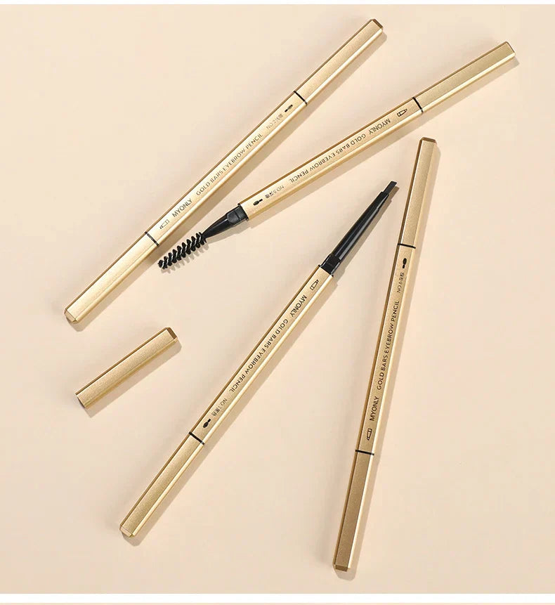 Small Gold Bars Double-end Ultra-fine Eyebrow Pencil Triangle Eyebrow Pen Refill Brow Brush Draw Stereoscopic Long-Lasting Brows