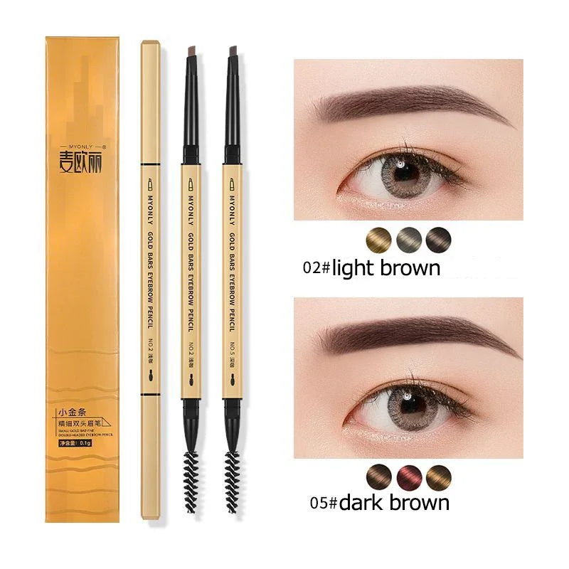 Small Gold Bars Double-end Ultra-fine Eyebrow Pencil Triangle Eyebrow Pen Refill Brow Brush Draw Stereoscopic Long-Lasting Brows