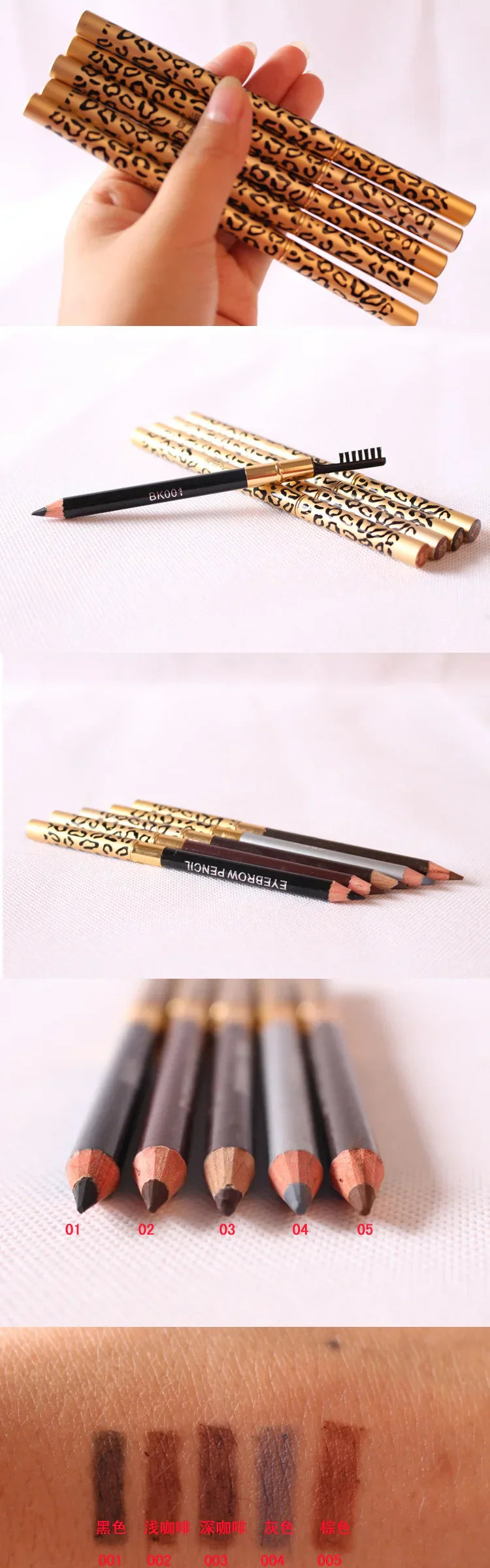 Lasting Color Double Head Eyebrow Pencil with Brush Waterproof Not Blooming Black Brown Professional Tint Shade Eyebrows Makeup