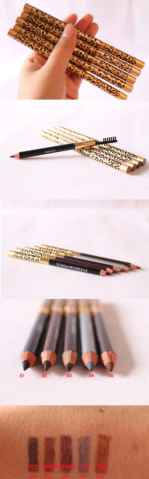 Lasting Color Double Head Eyebrow Pencil with Brush Waterproof Not Blooming Black Brown Professional Tint Shade Eyebrows Makeup